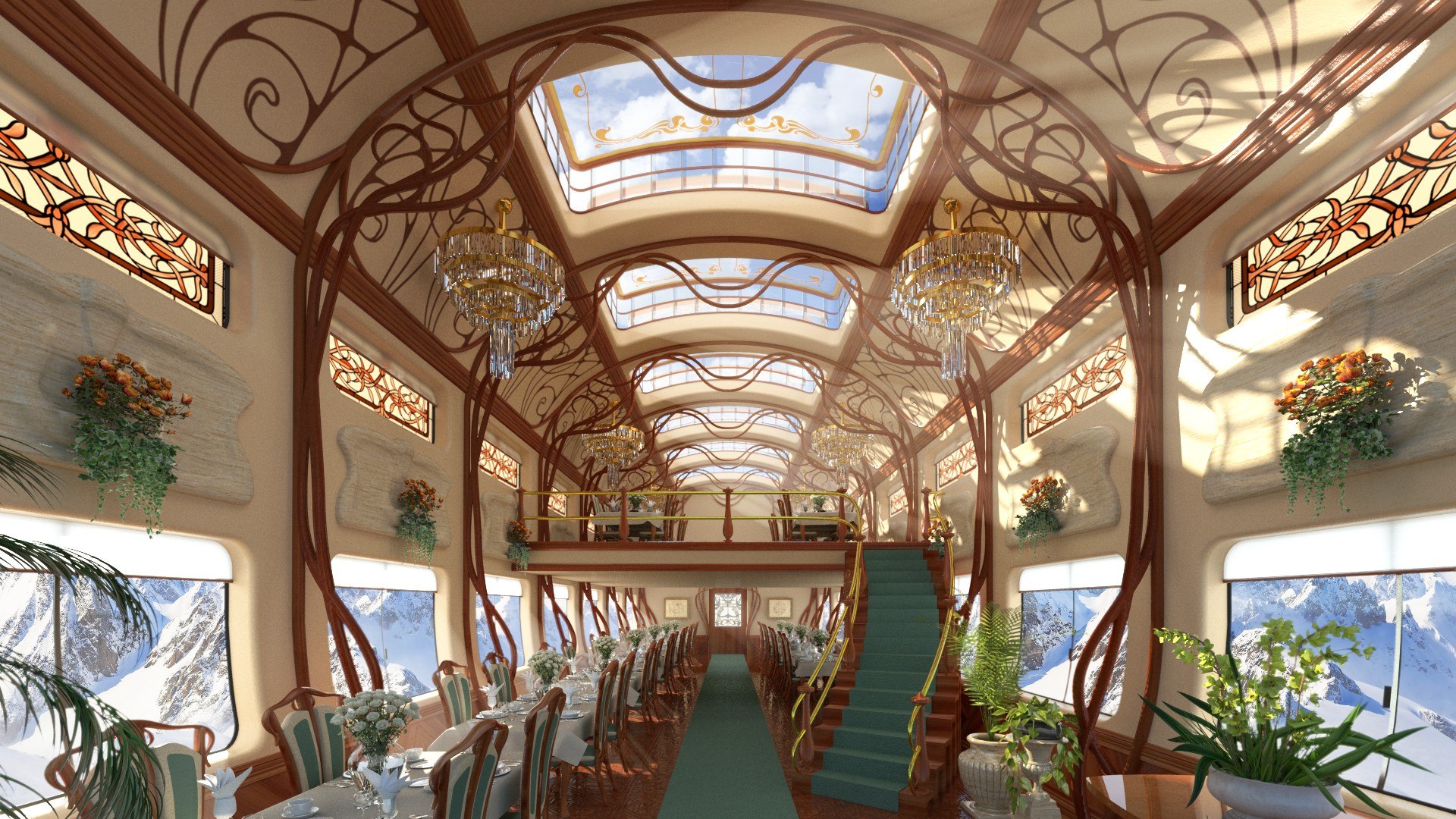 Interior 3D visualization of a high-end lobby space with detailed materials and lighting.