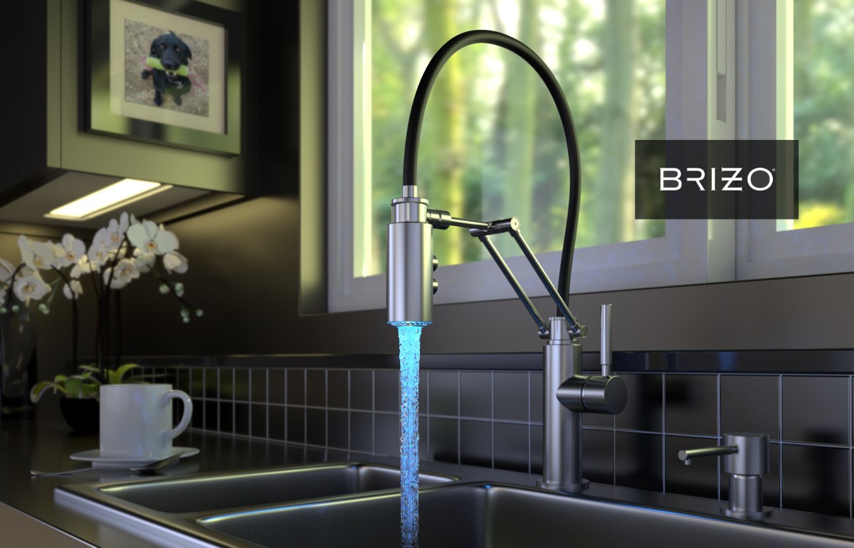 Product 3D visualization of a modern faucet design for presentation and marketing.