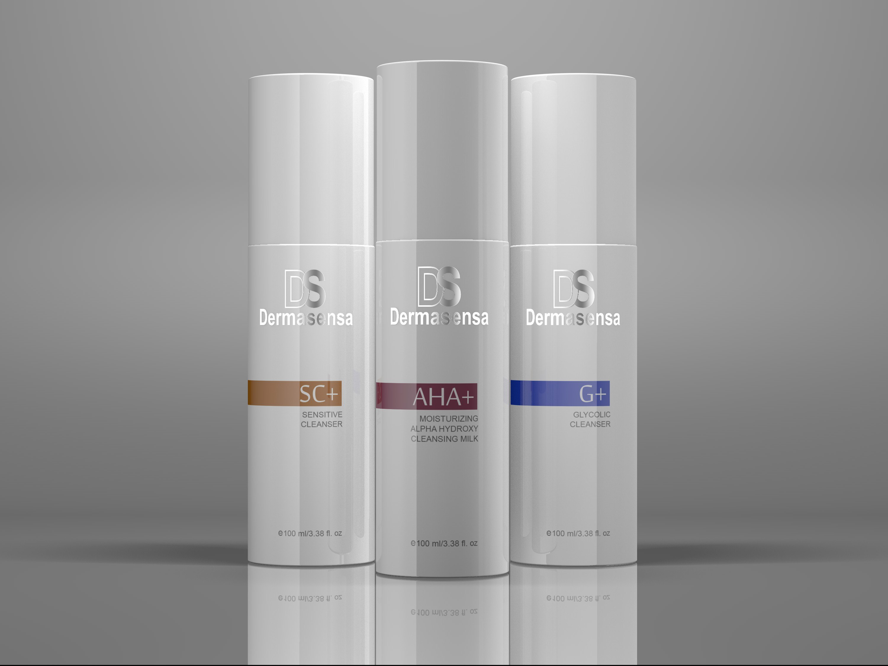 Product 3D visualization of cosmetic packaging with clean studio lighting.