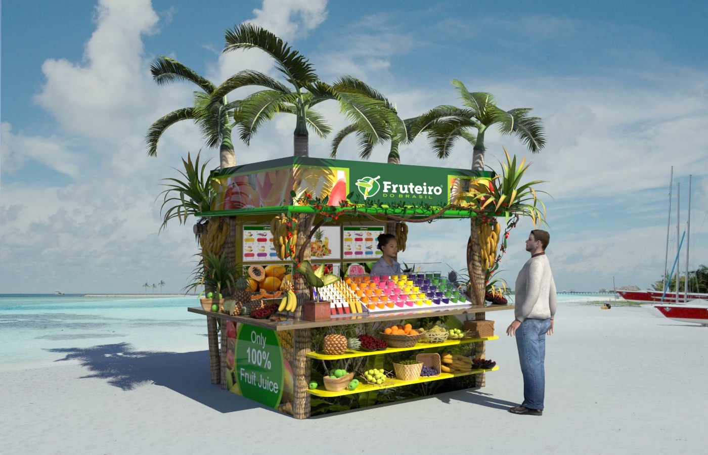 Conceptual 3D visualization of an outdoor bar structure for event or hospitality use.